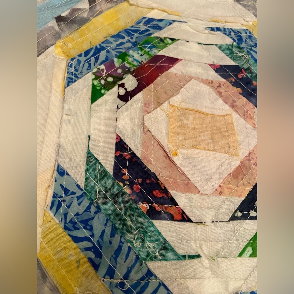 Lot of 2 Pineapple log Cabin Block Quilt Front Panels Handmade for Crafting - Picture 7 of 7